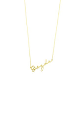 Horizontal Italic Written Silver Personalized Name Necklace